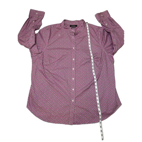 Lauren Ralph Lauren Pink Stretch Non Iron‎ Button Up Blouse Band Collar XL - Picture 9 of 11